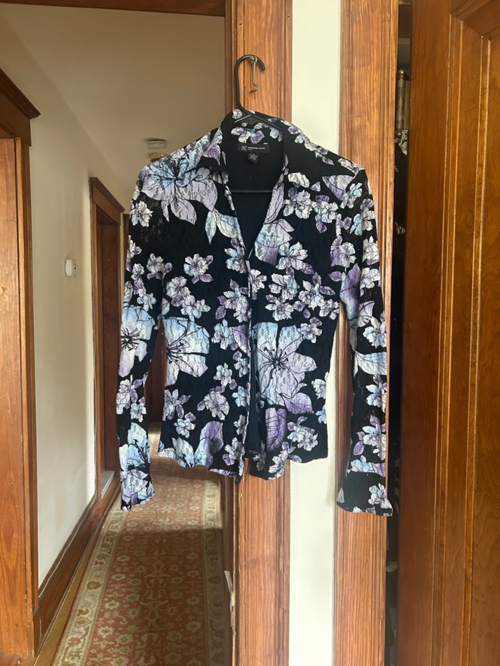 INC International Concepts floral patterned lace shirt